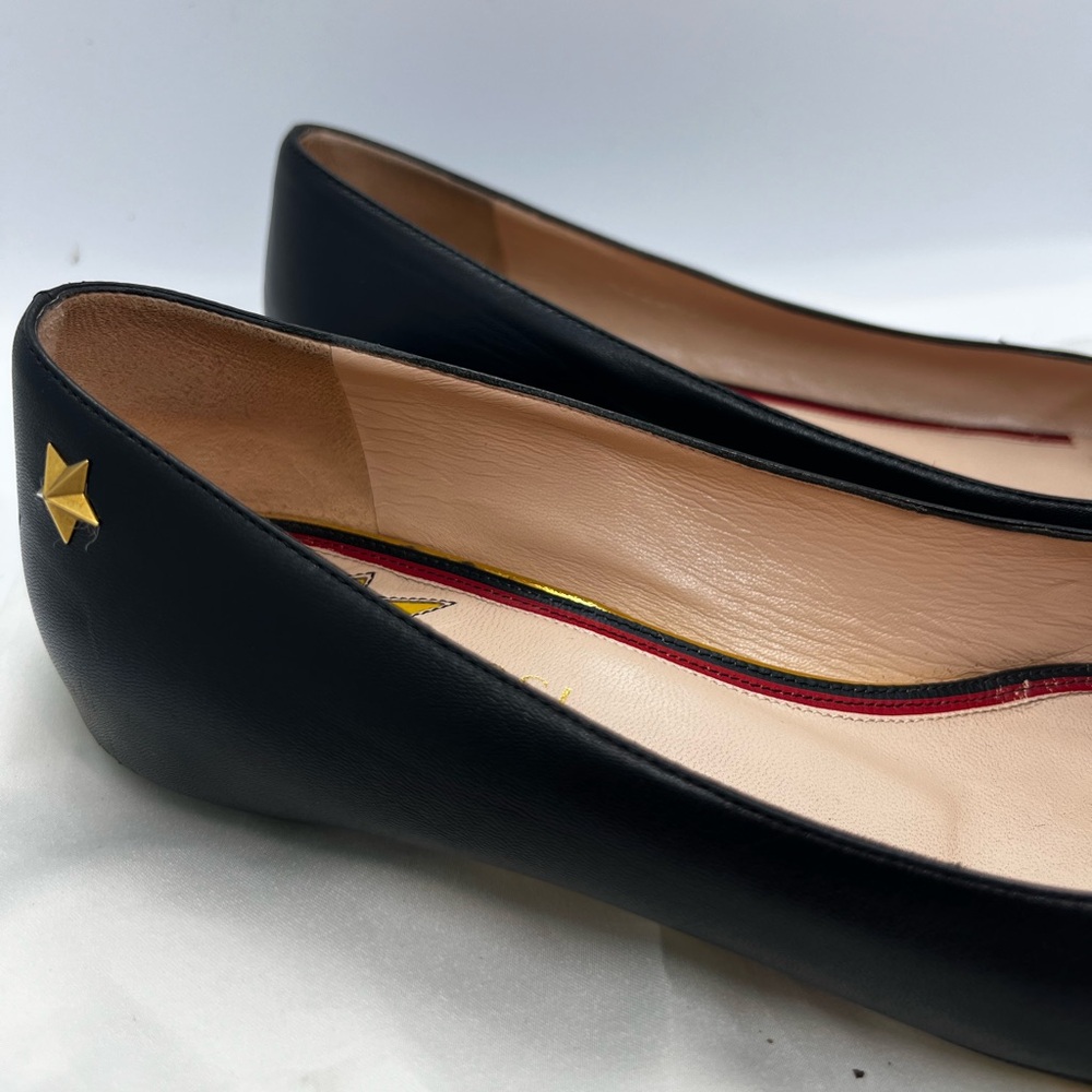 Gucci Women's Black Leather Flats with Bow - Picture 3 of 6